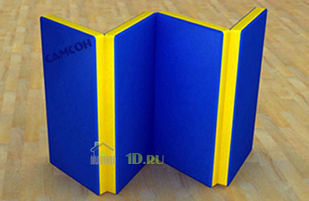 Мат гимнастический спортивный складной, 1м * 2м, цвет сине-желтый